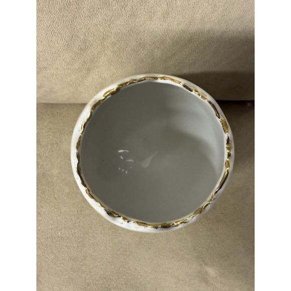 Vintage Napcoware Footed Egg Shape Vase. Gold & Black Flowers. Gold Trim 6" T - Picture 7 of 12